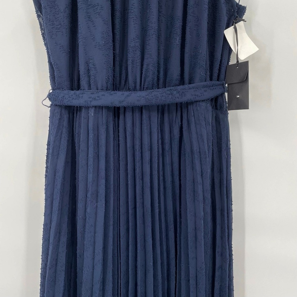 NEW Halogen Womens Size 1 Pleated Tie Waste Maxi Dress Halter Neck‎ Blue Belted - Picture 6 of 10